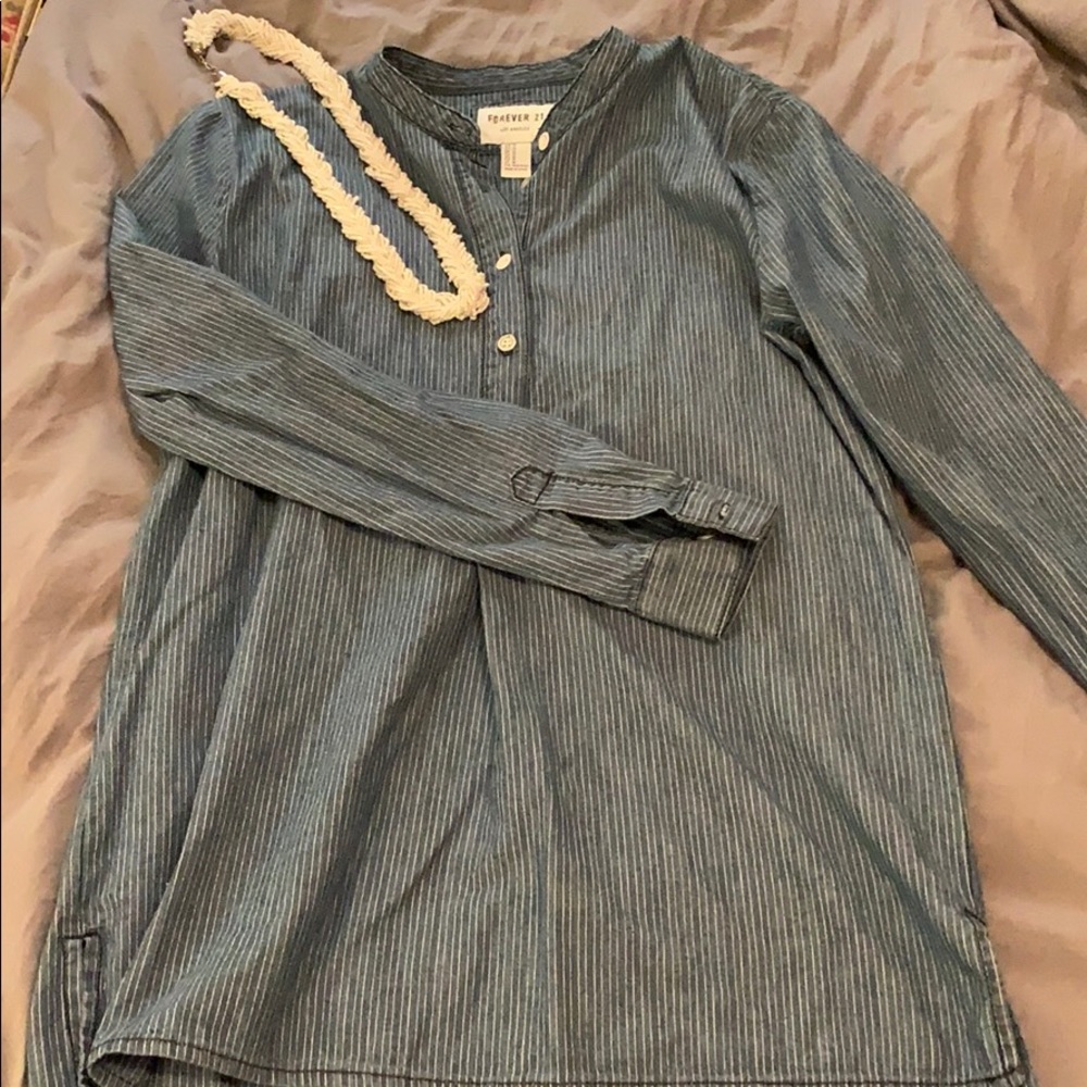 Denim pin-striped tunic